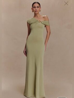 Meshki Olive Green Asymmetric Maxi Dress